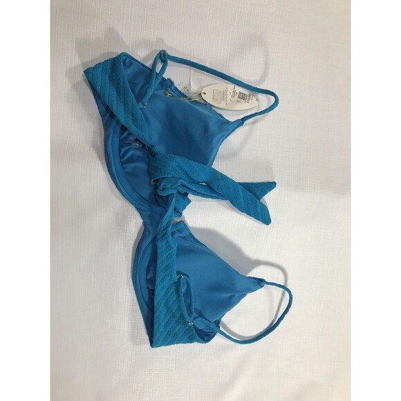 Mynah Blue Tie Back Bikini Top Size XL - Picture 3 of 4